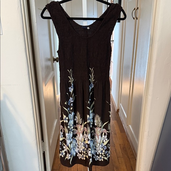 Hibiscus Collection Dresses & Skirts - Hawaiian Floral Midi Dress - Black and Blue
